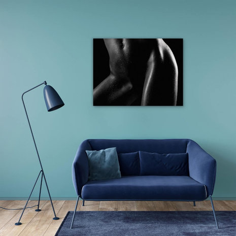 Schilderij Fine art naakt in zwart-wit | 80 x 60 cm glasschilderij Schilderij Fine art naakt in zwart-wit | 80 x 60 cm glasschilderij