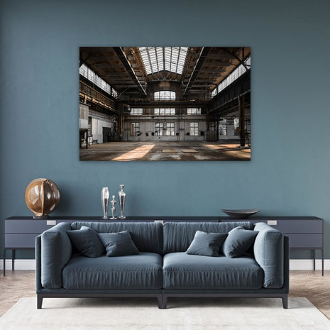Industrieel interieur oude fabriekslocatie • 150 x 100 • Glazenschilderijen.nl