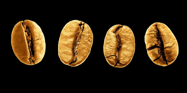 Schilderij Gouden koffiebonen | 100 x 50 cm glasschilderij Schilderij Gouden koffiebonen | 100 x 50 cm glasschilderij