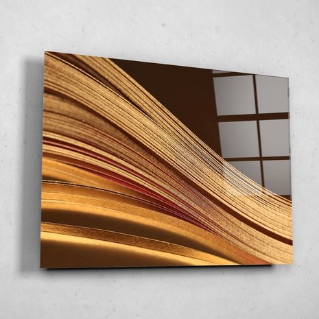 Schilderij Gouden golven | 120 x 90 cm glasschilderij Schilderij Gouden golven | 120 x 90 cm glasschilderij