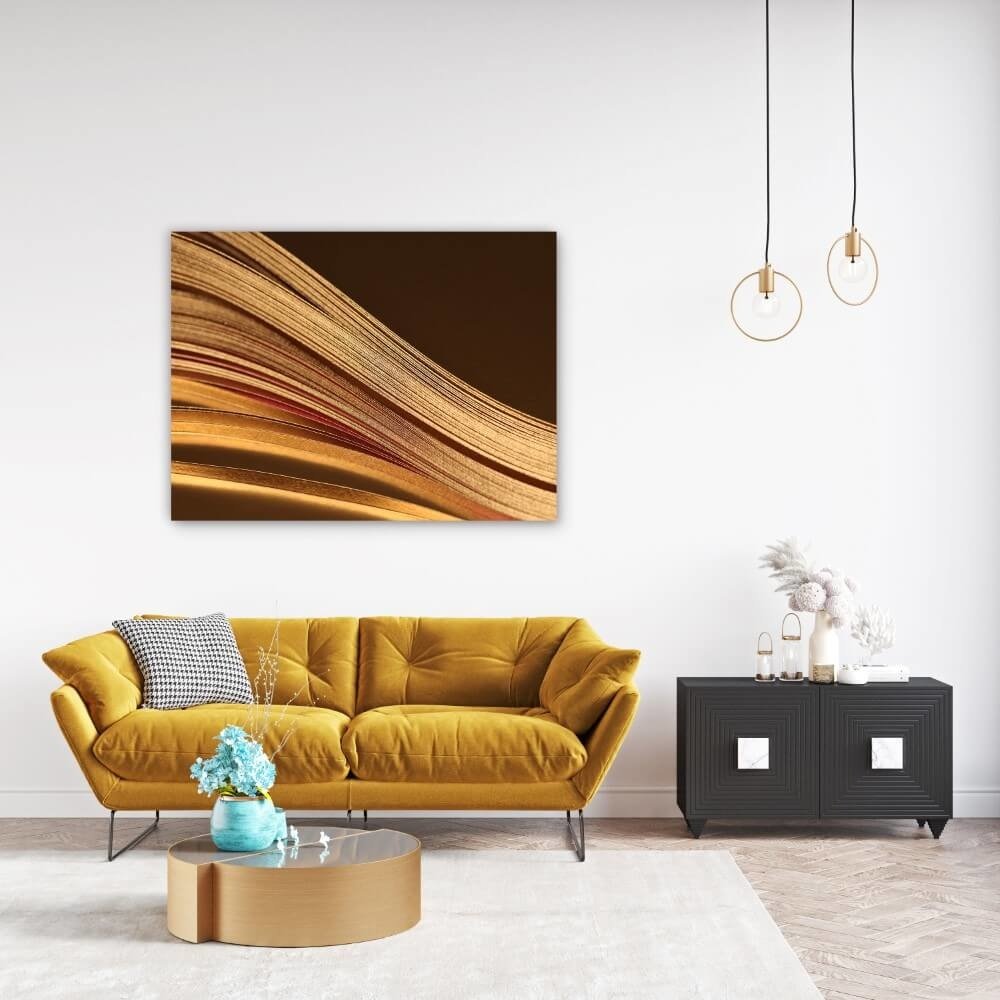 Schilderij Gouden golven | 120 x 90 cm glasschilderij Schilderij Gouden golven | 120 x 90 cm glasschilderij