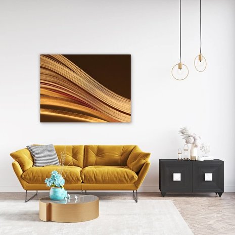 Schilderij Gouden golven | 120 x 90 cm glasschilderij Schilderij Gouden golven | 120 x 90 cm glasschilderij