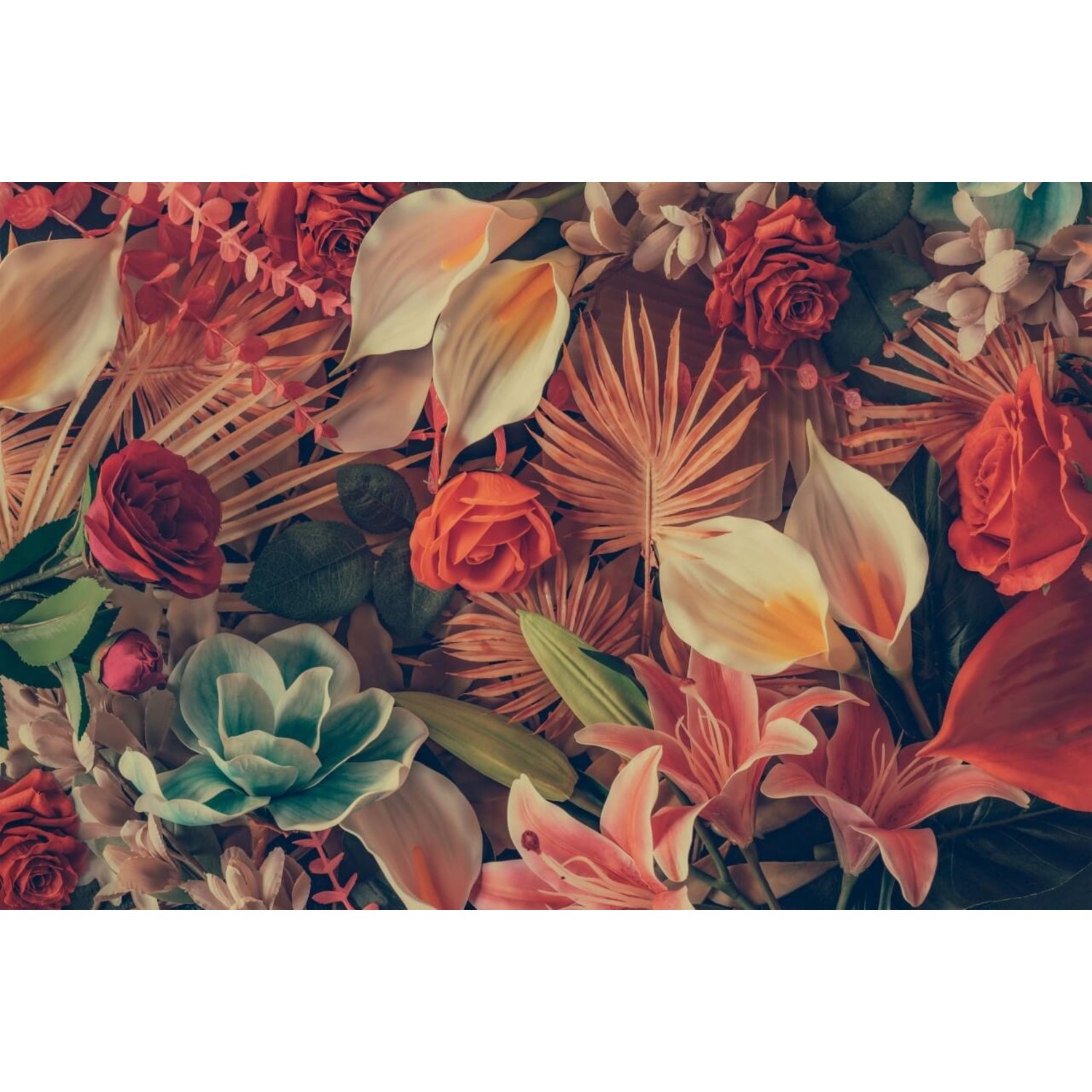 openbaring roestvrij Kenmerkend Creatief patroon van bloemen en bladeren • 120 x 80 cm •  Glazenschilderijen.nl