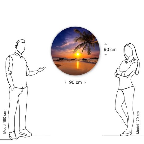 Schilderij Zonsondergang over de zee in Thailand | Rond 90 cm glasschilderij Schilderij Zonsondergang over de zee in Thailand | Rond 90 cm glasschilderij