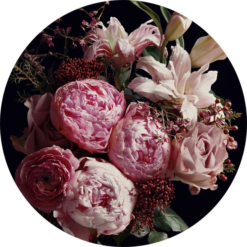 Rond glasschilderij Mooi boeket van verschillende bloemen met vintage effect Rond glasschilderij Mooi boeket van verschillende bloemen met vintage effect