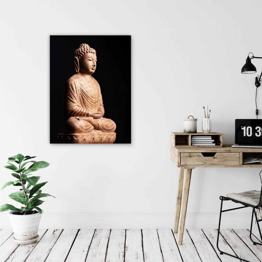 Schilderij Boeddha in een meditatiehouding van een hele lotus | 60 x 80 cm glasschilderij Schilderij Boeddha in een meditatiehouding van een hele lotus | 60 x 80 cm glasschilderij