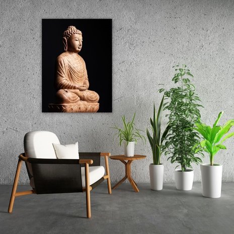 Schilderij Boeddha in een meditatiehouding van een hele lotus | 60 x 80 cm glasschilderij Schilderij Boeddha in een meditatiehouding van een hele lotus | 60 x 80 cm glasschilderij