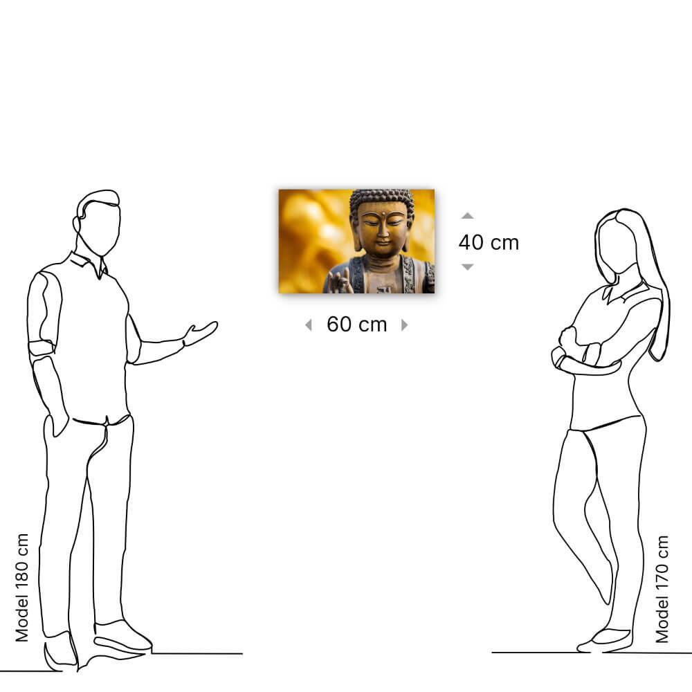 Schilderij Boeddha-beeld van dichtbij | 60 x 40 cm glasschilderij Schilderij Boeddha-beeld van dichtbij | 60 x 40 cm glasschilderij