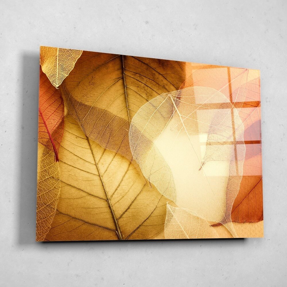 Schilderij Transparante en delicate bladeren | 120 x 90 cm glasschilderij Schilderij Transparante en delicate bladeren | 120 x 90 cm glasschilderij