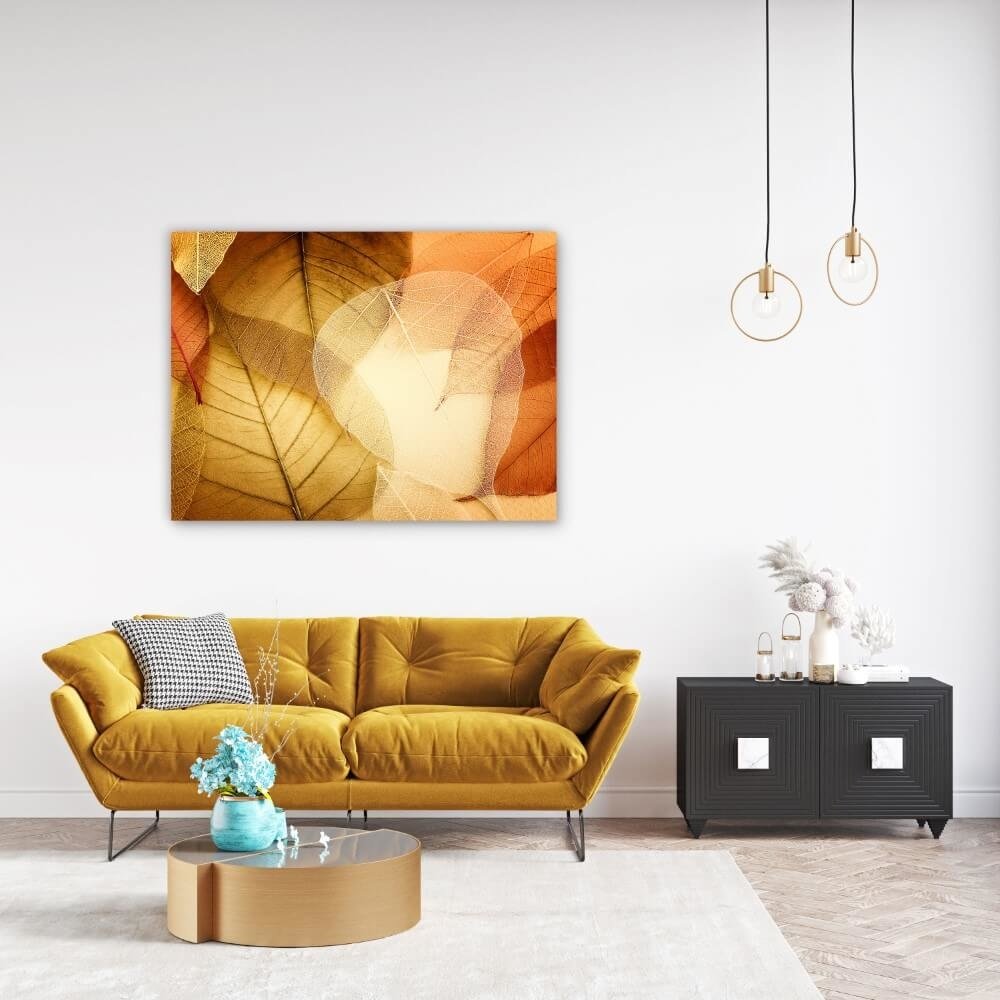 Schilderij Transparante en delicate bladeren | 120 x 90 cm glasschilderij Schilderij Transparante en delicate bladeren | 120 x 90 cm glasschilderij