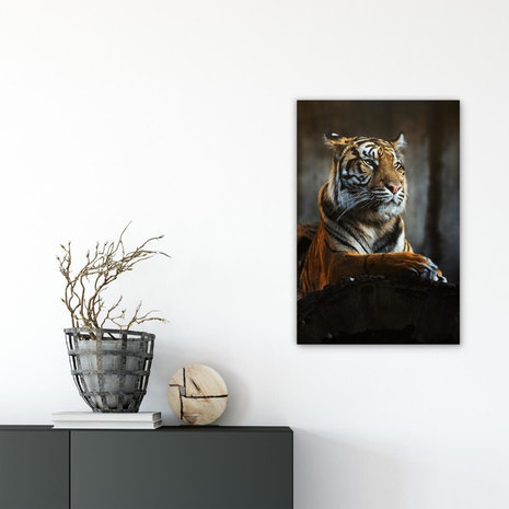 Schilderij Profielportret van Sumatraanse tijger | 40 x 60 cm glasschilderij Schilderij Profielportret van Sumatraanse tijger | 40 x 60 cm glasschilderij