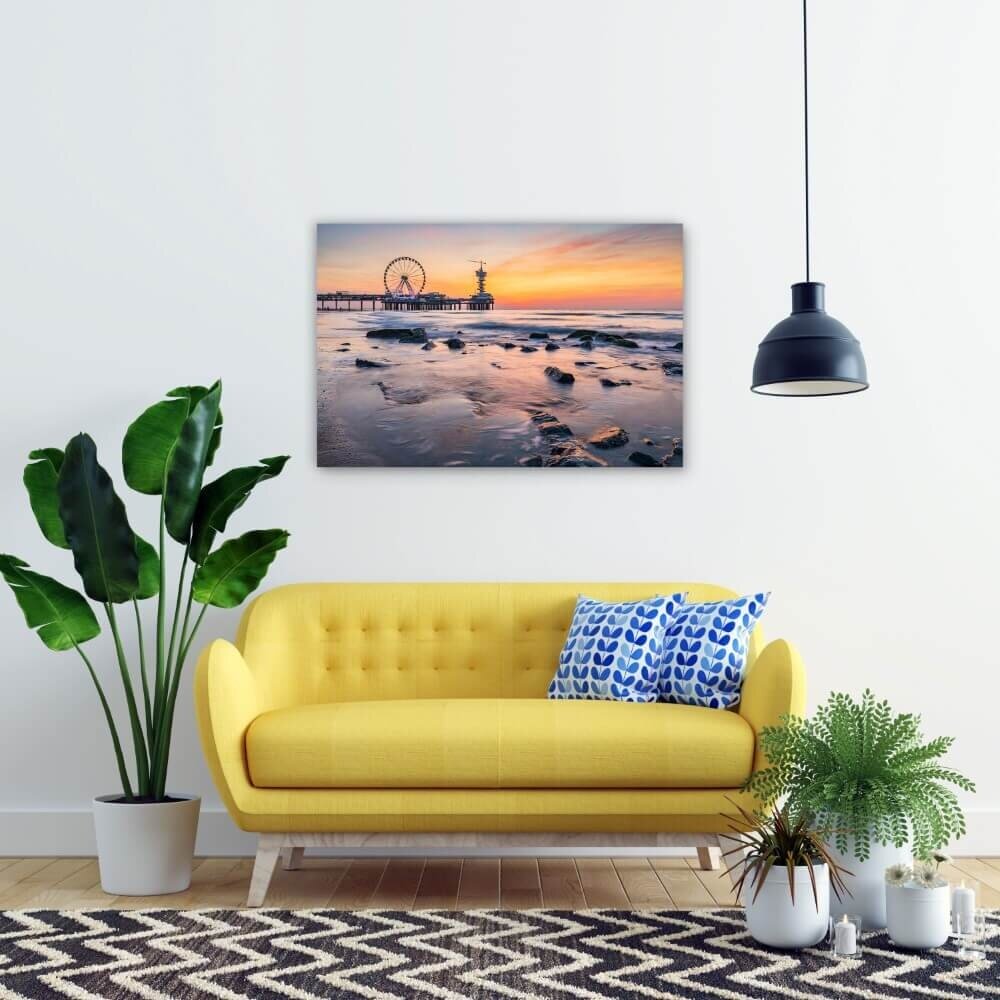Schilderij Kleurrijke luchten in Scheveningen | 90 x 60 cm glasschilderij Schilderij Kleurrijke luchten in Scheveningen | 90 x 60 cm glasschilderij