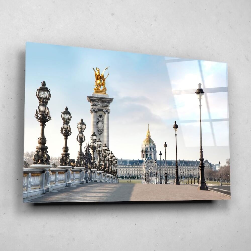 Schilderij Rijk gedecoreerde brug in Parijs | 120 x 80 cm glasschilderij Schilderij Rijk gedecoreerde brug in Parijs | 120 x 80 cm glasschilderij