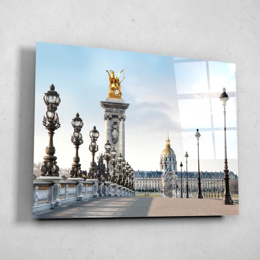 Schilderij Rijk gedecoreerde brug in Parijs | 100 x 75 cm glasschilderij Schilderij Rijk gedecoreerde brug in Parijs | 100 x 75 cm glasschilderij