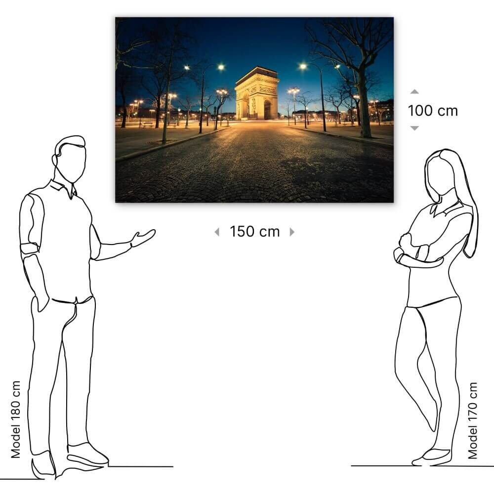 Schilderij Stilte van de nacht bij Arc de Triomphe | 150 x 100 cm glasschilderij Schilderij Stilte van de nacht bij Arc de Triomphe | 150 x 100 cm glasschilderij