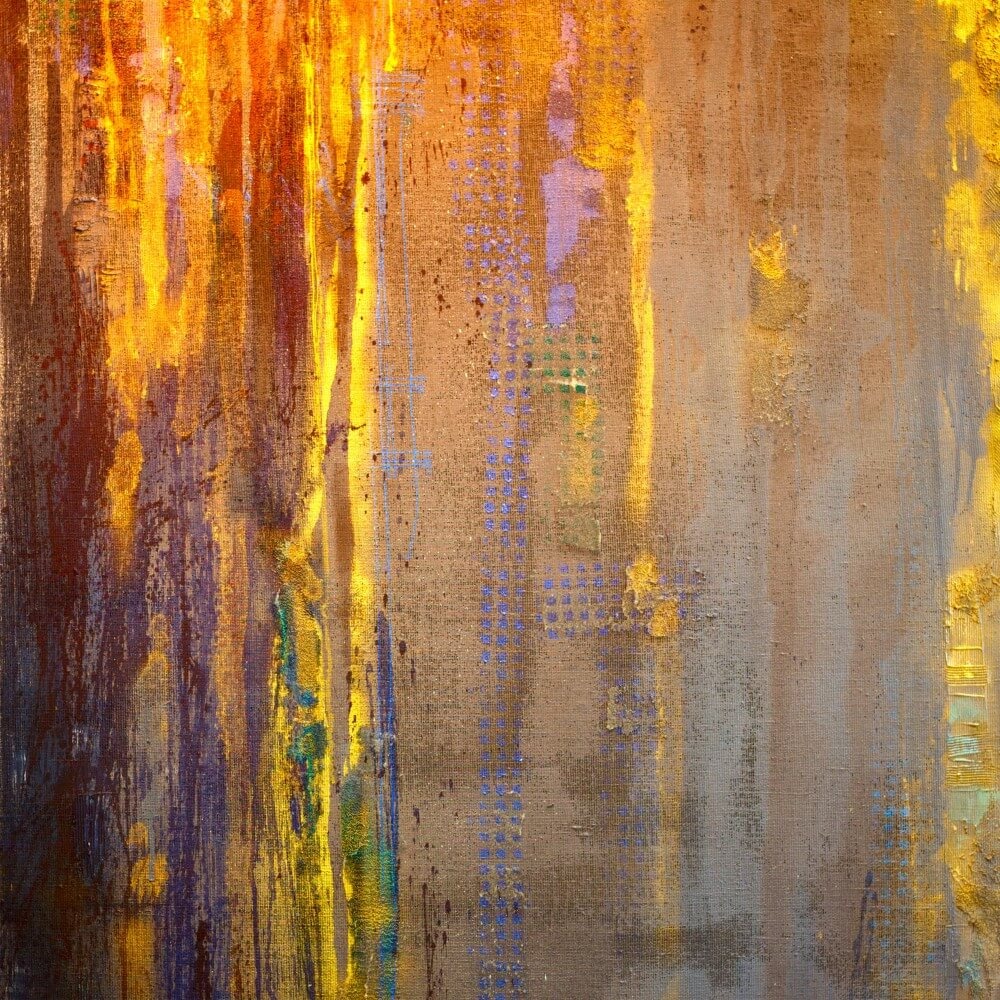 Abstract lijnenspel in geel en oranje Abstract lijnenspel in geel en oranje