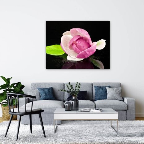 Schilderij Magnolia weerspiegelend in het water | 120 x 90 cm glasschilderij Schilderij Magnolia weerspiegelend in het water | 120 x 90 cm glasschilderij