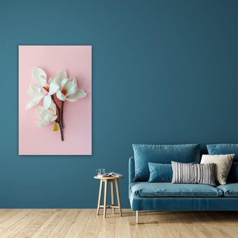 Schilderij Lieflijk trio van witte magnolia | 60 x 90 cm glasschilderij Schilderij Lieflijk trio van witte magnolia | 60 x 90 cm glasschilderij