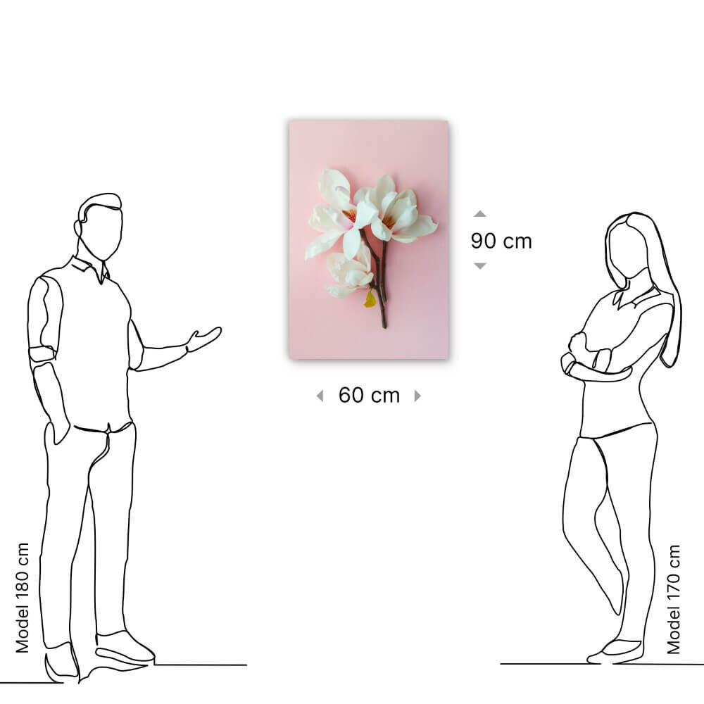 Schilderij Lieflijk trio van witte magnolia | 60 x 90 cm glasschilderij Schilderij Lieflijk trio van witte magnolia | 60 x 90 cm glasschilderij