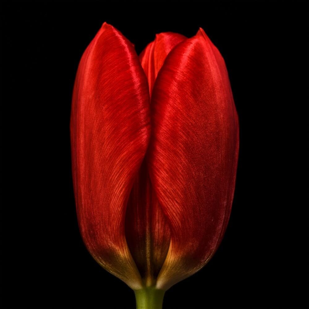 Smalle gesloten rode tulp