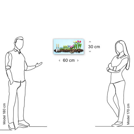 Schilderij Panorama lentebloeiers op een bedje van zand | 60 x 30 cm glasschilderij Schilderij Panorama lentebloeiers op een bedje van zand | 60 x 30 cm glasschilderij