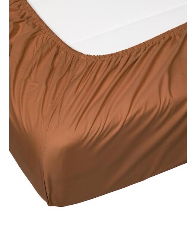 Essenza Minte Leather brown Hoeslaken Satijn