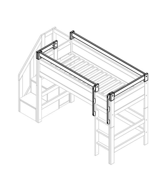 Lifetime beschermrek /lange zijde & h/v opening/rechte trap