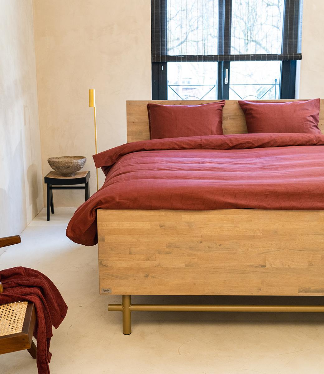 Kayori Giza dekbedovertrek Egyp. Katoensatijn Rood