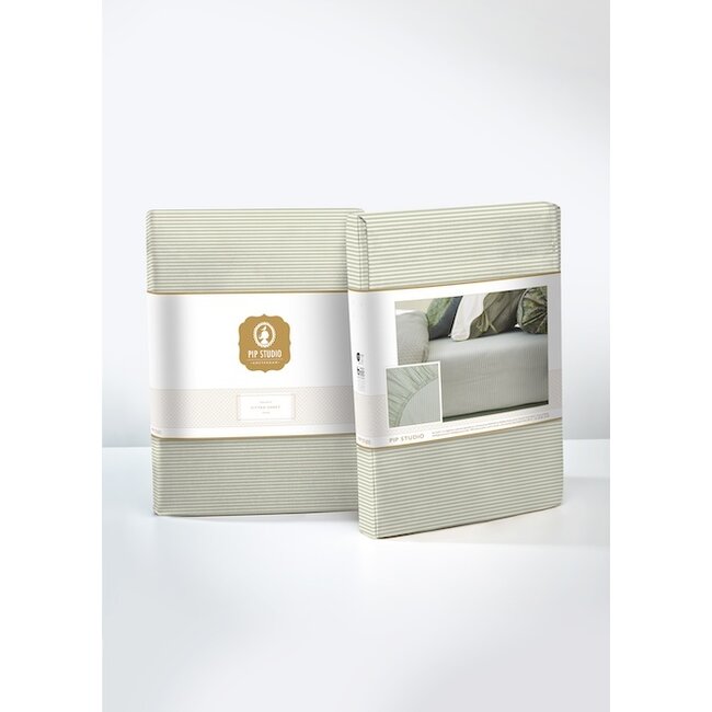 Pip Studio Hoeslaken Duo Stripe Green