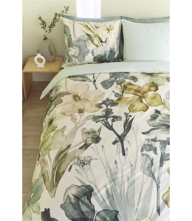Beddinghouse Dekbedovertrek Iris Field Grey Green