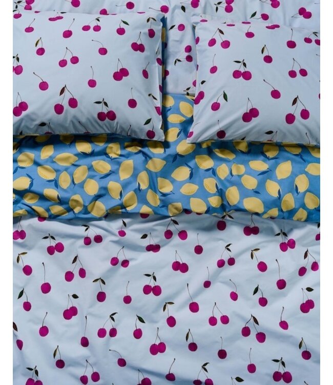 Essenza Zesty cherry Ijsblauw Dekbedovertrek