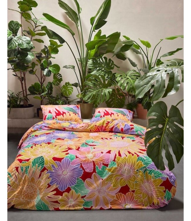 Essenza Flower fling Happy red Dekbedovertrek