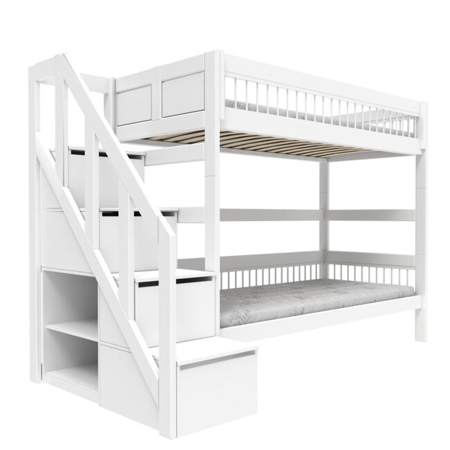 Lifetime stapelbed breeze met trapkast wit