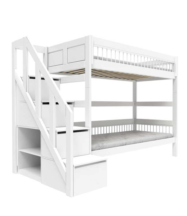 Lifetime stapelbed breeze met trapkast wit