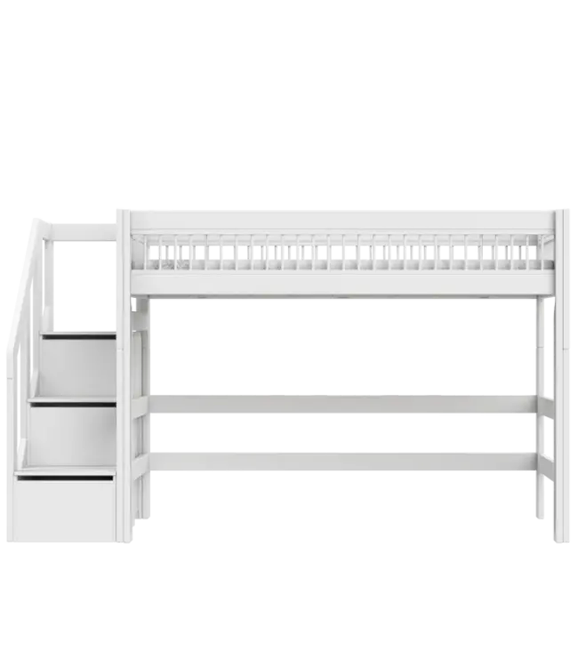 Lifetime hoogslaper 152cm breeze met trapkast wit