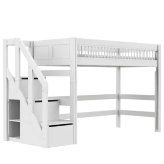 Lifetime hoogslaper 152cm breeze met trapkast wit