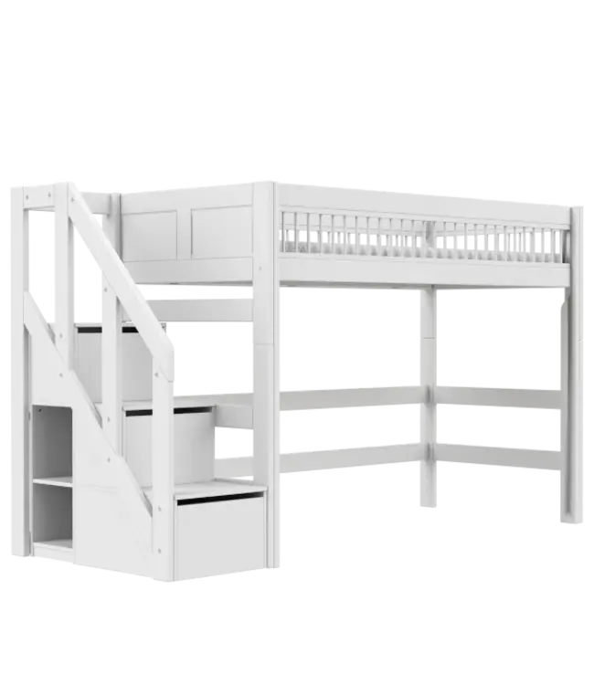 Lifetime hoogslaper 152cm breeze met trapkast wit