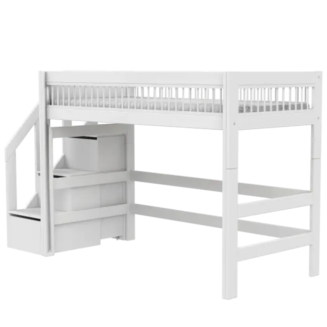 Lifetime hoogslaper 152cm breeze met trapkast wit