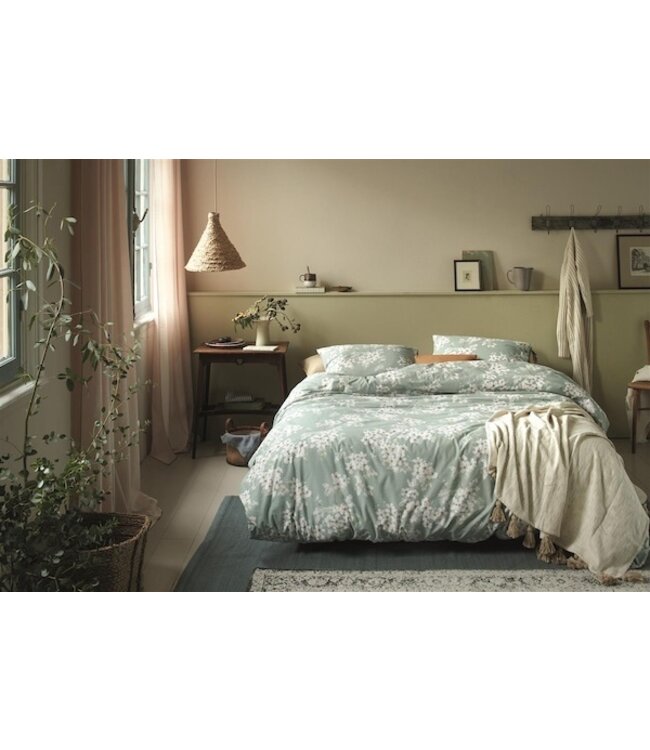 Ariadne at Home Blooming Flowers Blauw Groen dekbedovertrek