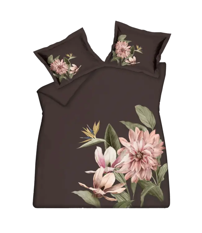 Vandyck paradise bloom dark chocolate dekbedovertrek