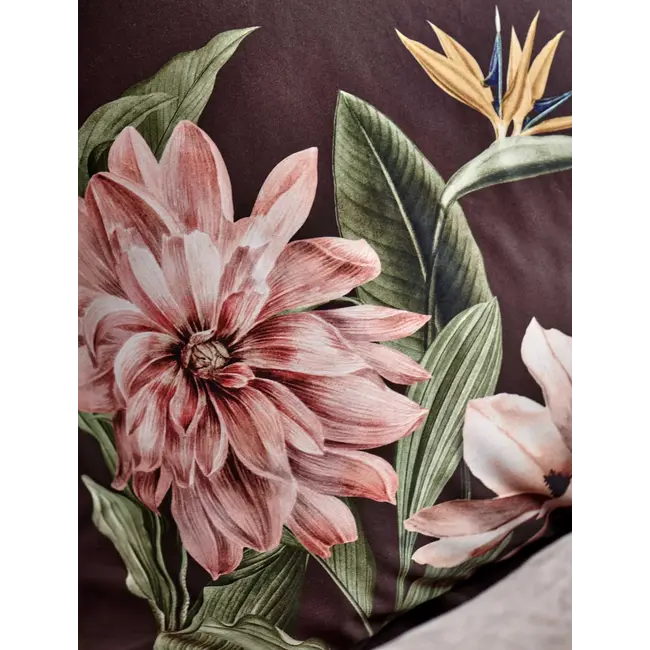 Vandyck paradise bloom dark chocolate dekbedovertrek
