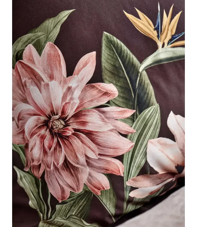 Vandyck paradise bloom dark chocolate dekbedovertrek