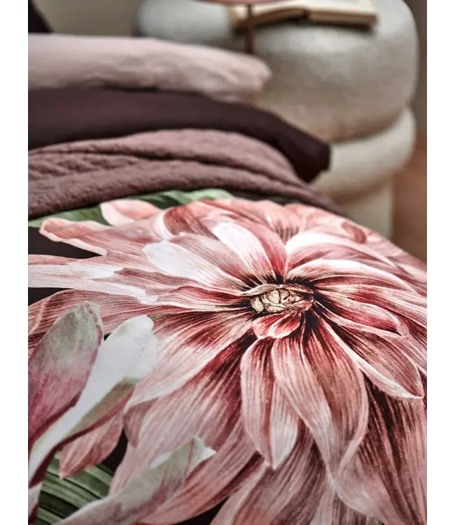 Vandyck paradise bloom dark chocolate dekbedovertrek