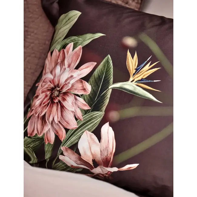 Vandyck paradise bloom dark chocolate dekbedovertrek
