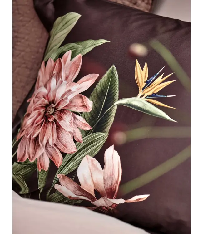 Vandyck paradise bloom dark chocolate dekbedovertrek