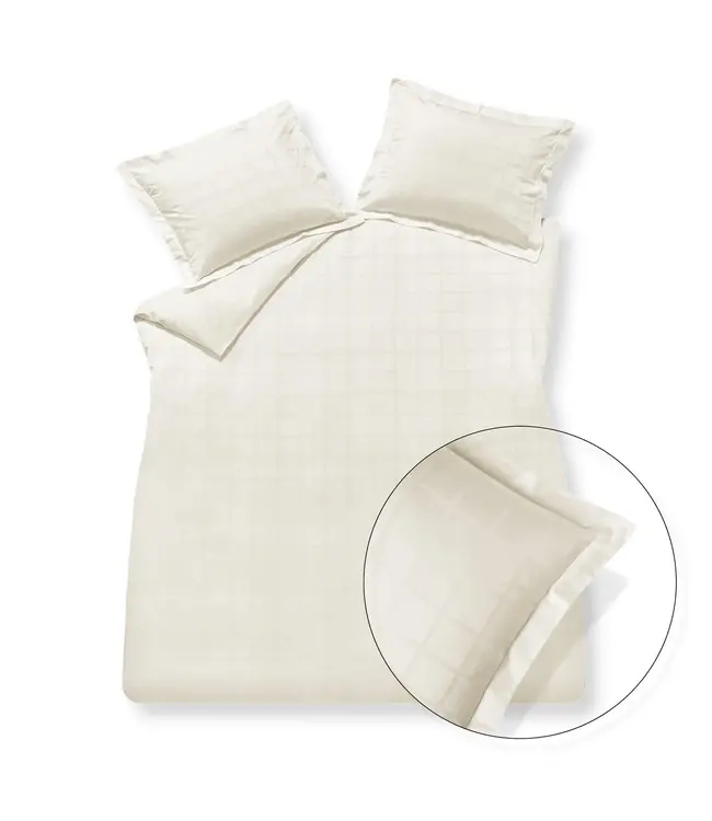Vandyck home 78 check 300tc cream tan dekbedovertrek