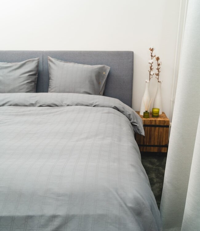 Kayori Shizu dekbedovertrek Katoensatijn Zilver