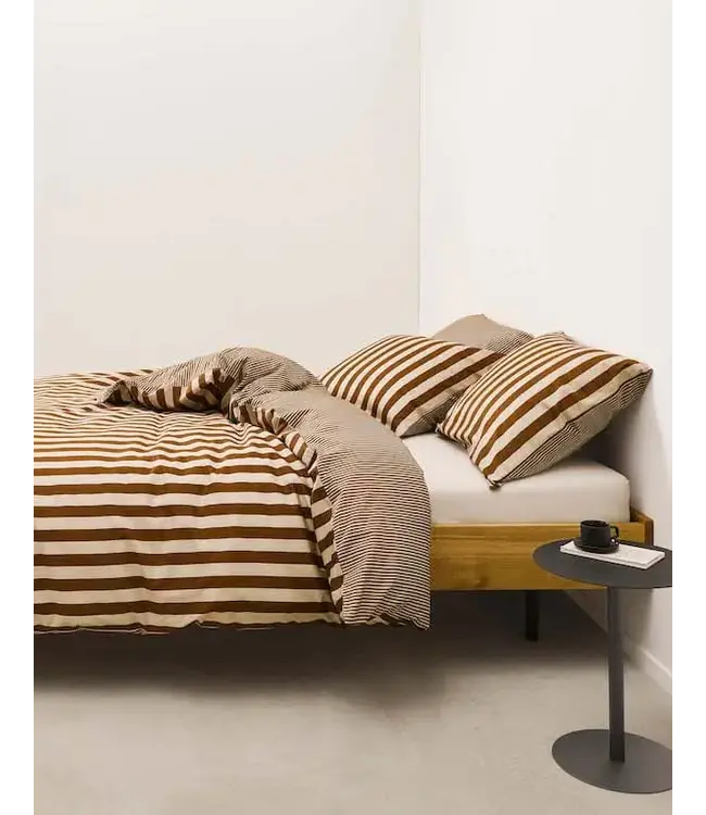 Marc O’Polo Classic stripe Toffee Brown Lits-jumeaux