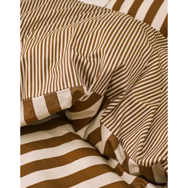 Marc O’Polo Classic stripe Toffee Brown Lits-jumeaux