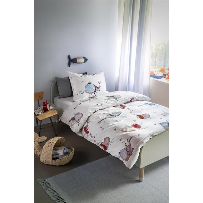 Beddinghouse x Hanneke de Jager Whaletastic Blauw dekbedovertrek